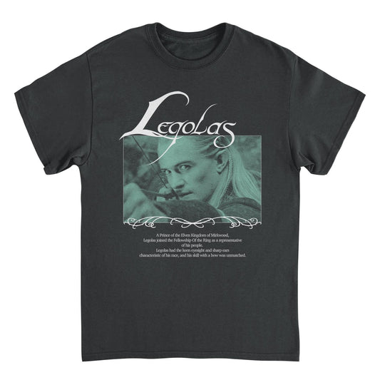 Lord of The Rings Legolas Prince of Mirkwood T Shirt Black Officially Licensed