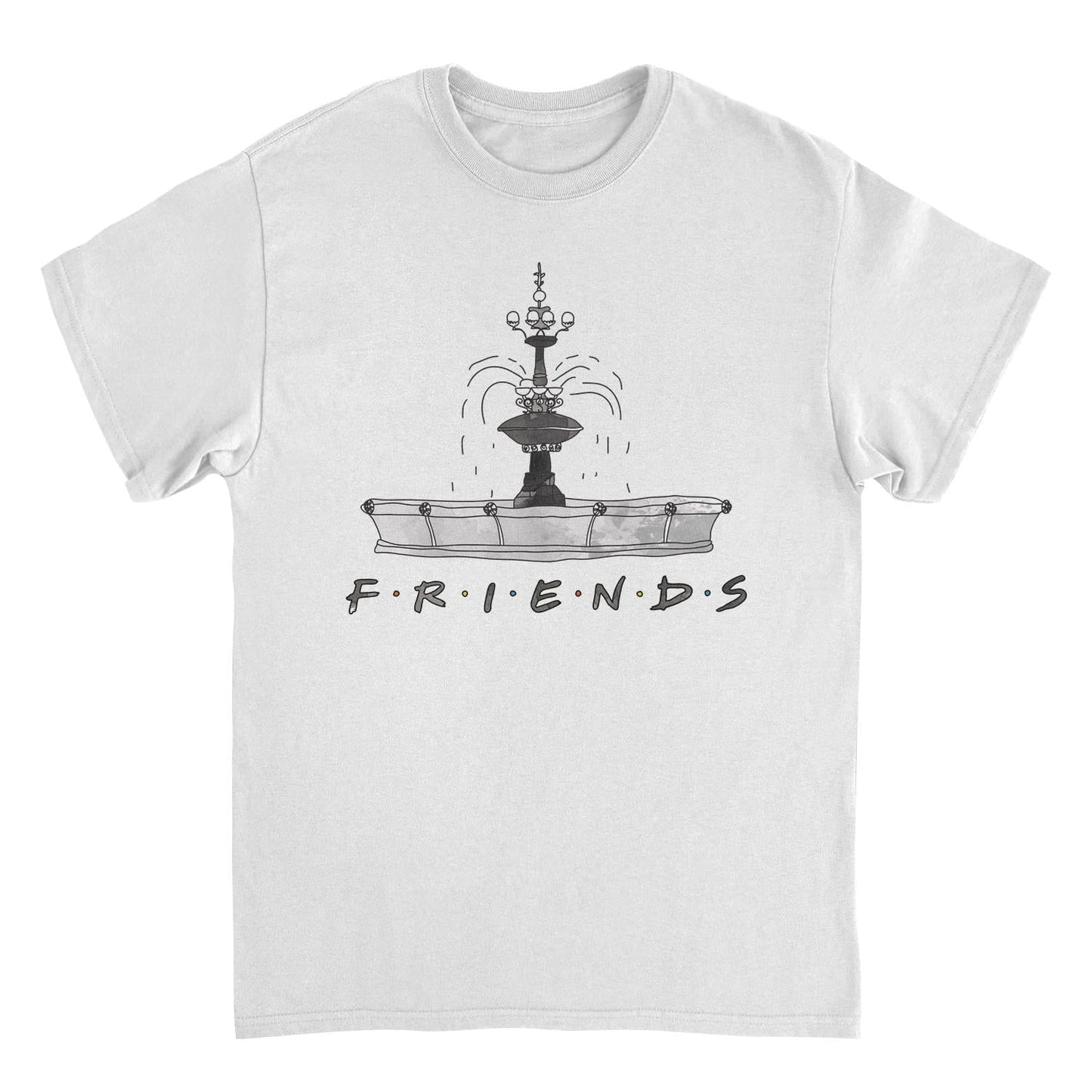 Friends Fountain Sketch Mens T Shirt White Officially Licensed