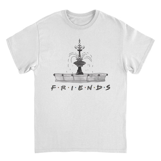 Friends Fountain Sketch Mens T Shirt White Officially Licensed