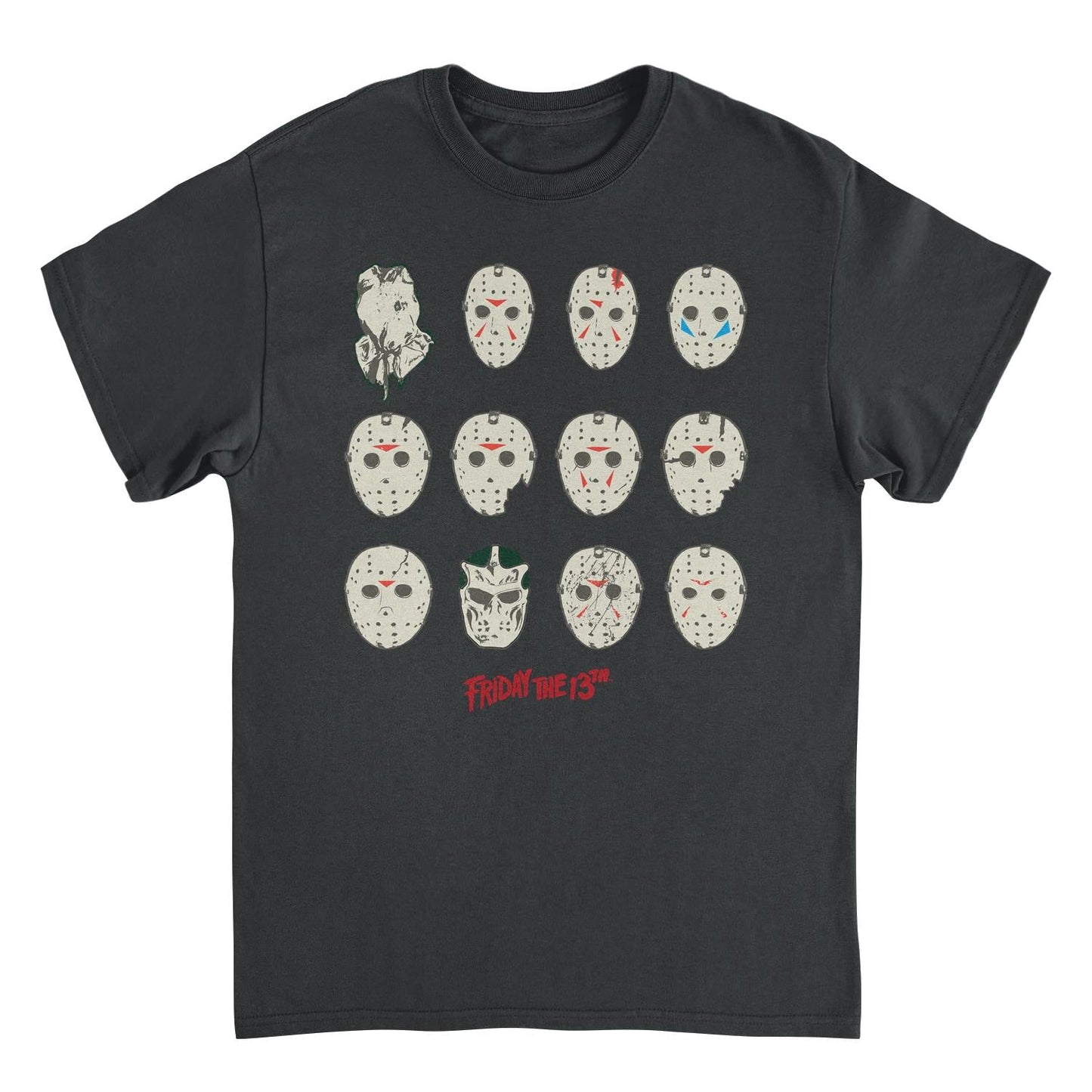 Friday the 13th Masks Mens T Shirt Black Officially Licensed