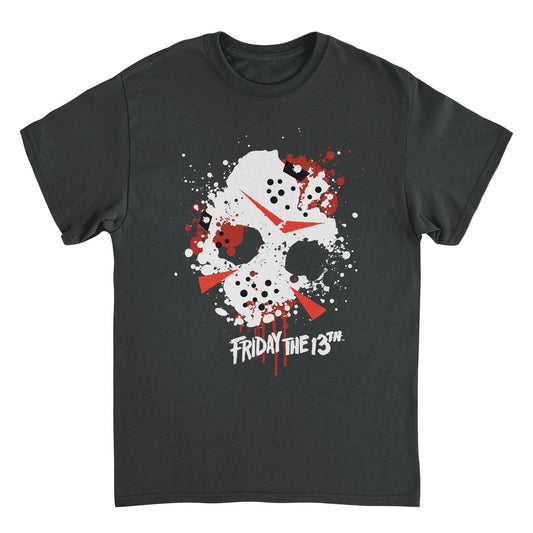 Friday the 13th Mask Splatter Mens T Shirt Black Officially Licensed