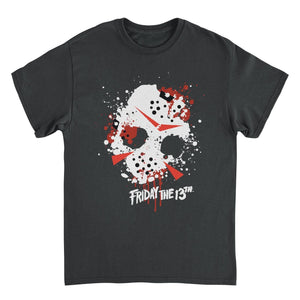 Friday the 13th Mask Splatter Mens T Shirt Black