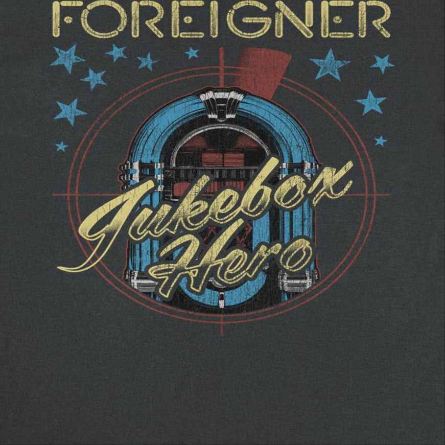 Foreigner Jukebox Here Mens T Shirt Black