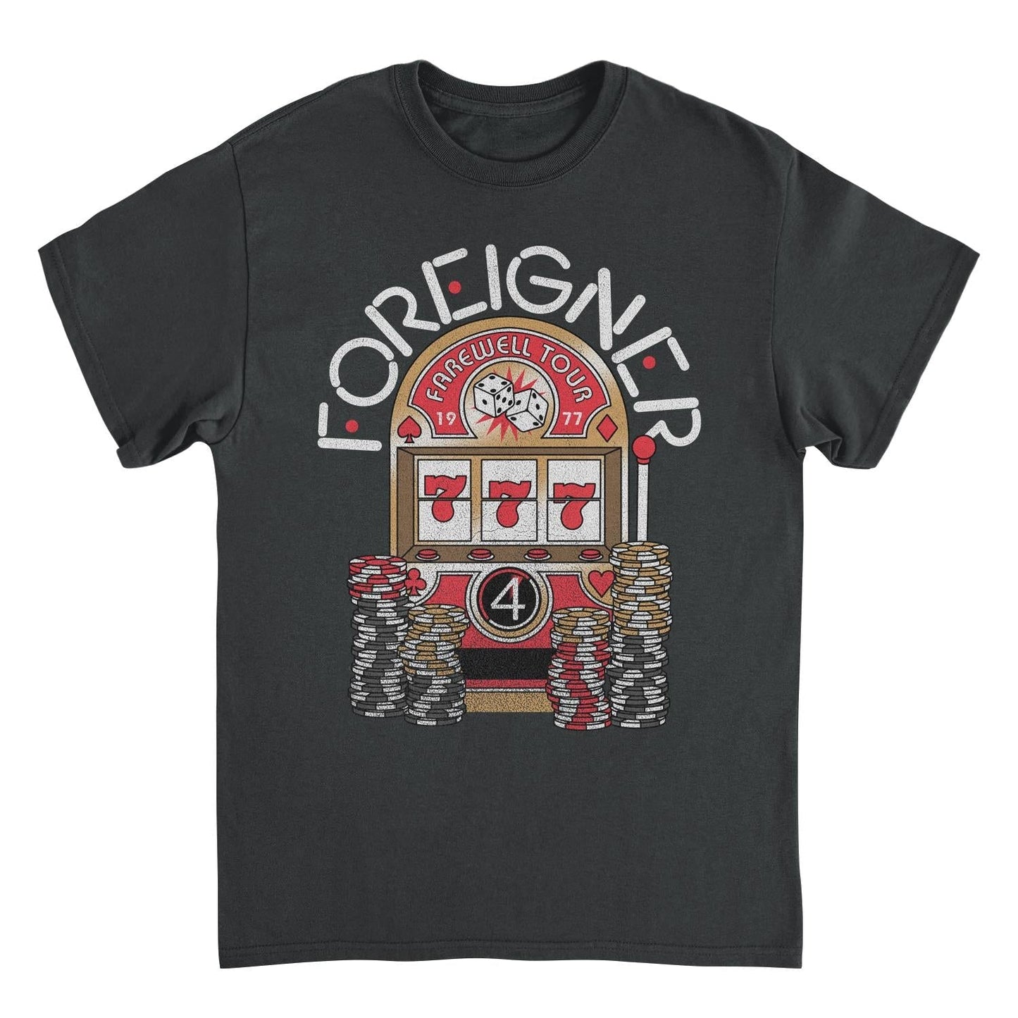 Foreigner Farewell Slot Machine Mens T Shirt Black Officially Licensed