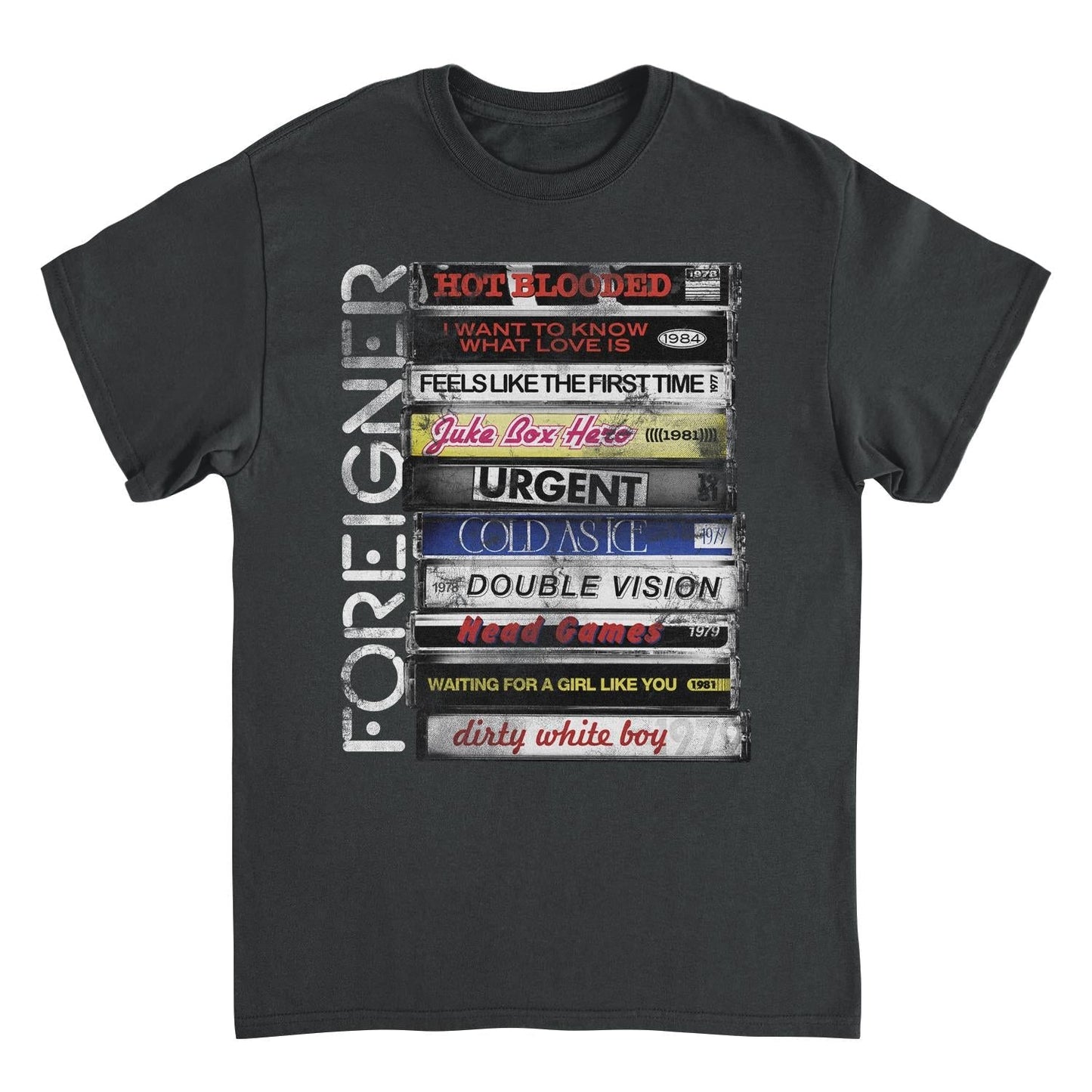 Foreigner Stacked Tapes Mens T Shirt Black