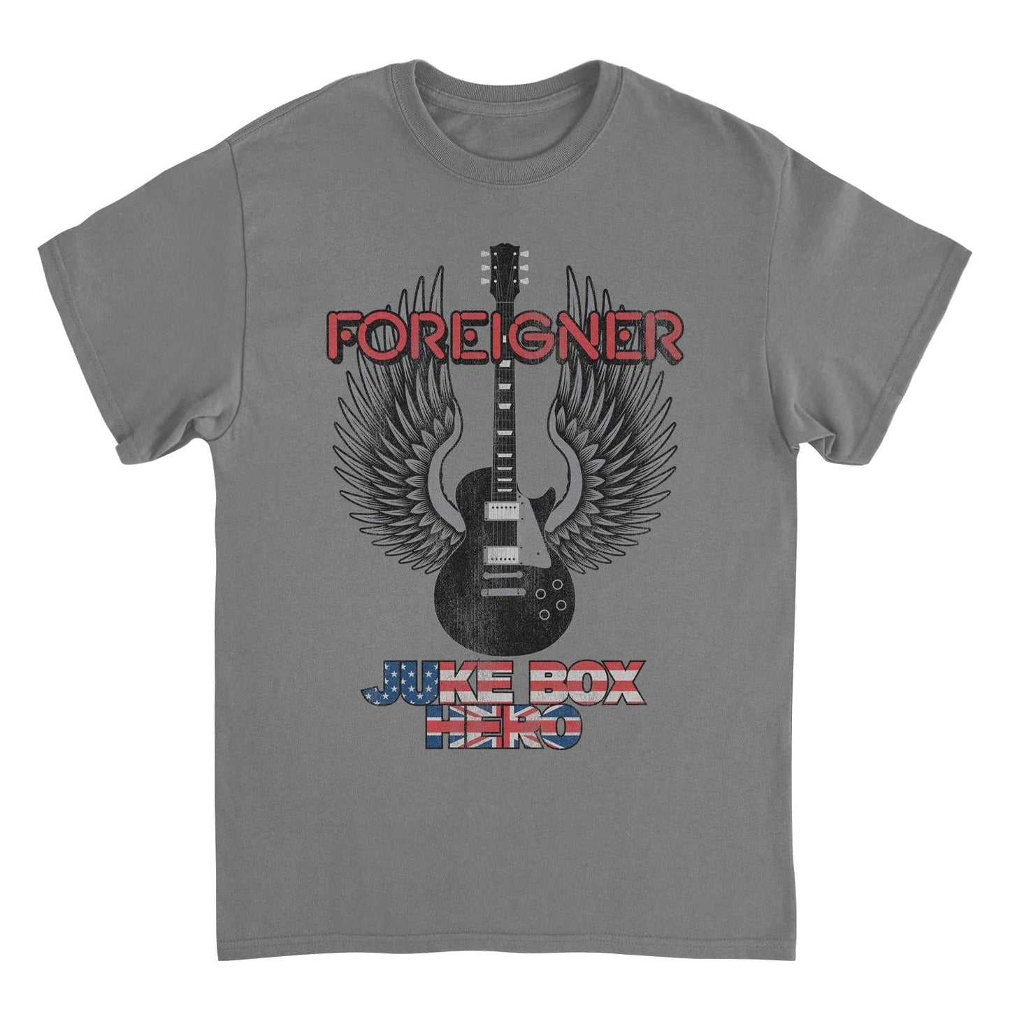 Foreigner JBH Guitar Mens T Shirt Charcoal Officially Licensed