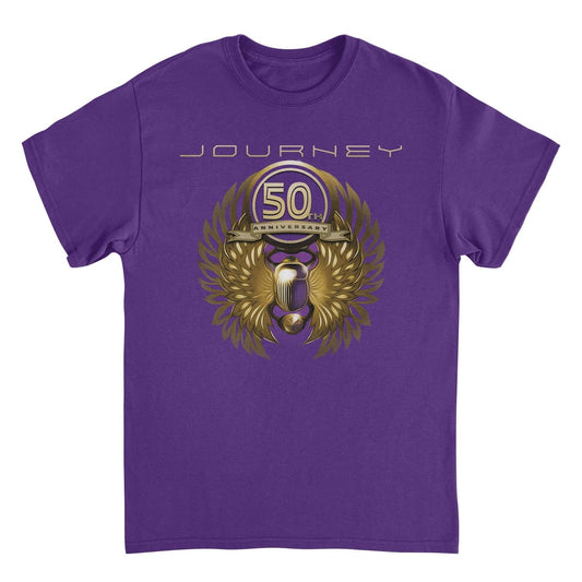 Journey 50th Anniversary Golden Wings Mens T Shirt Purple