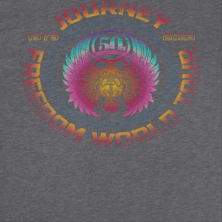 Journey Freedom Tour 1973 2023 Circular Mens T Shirt Dark Heather Grey