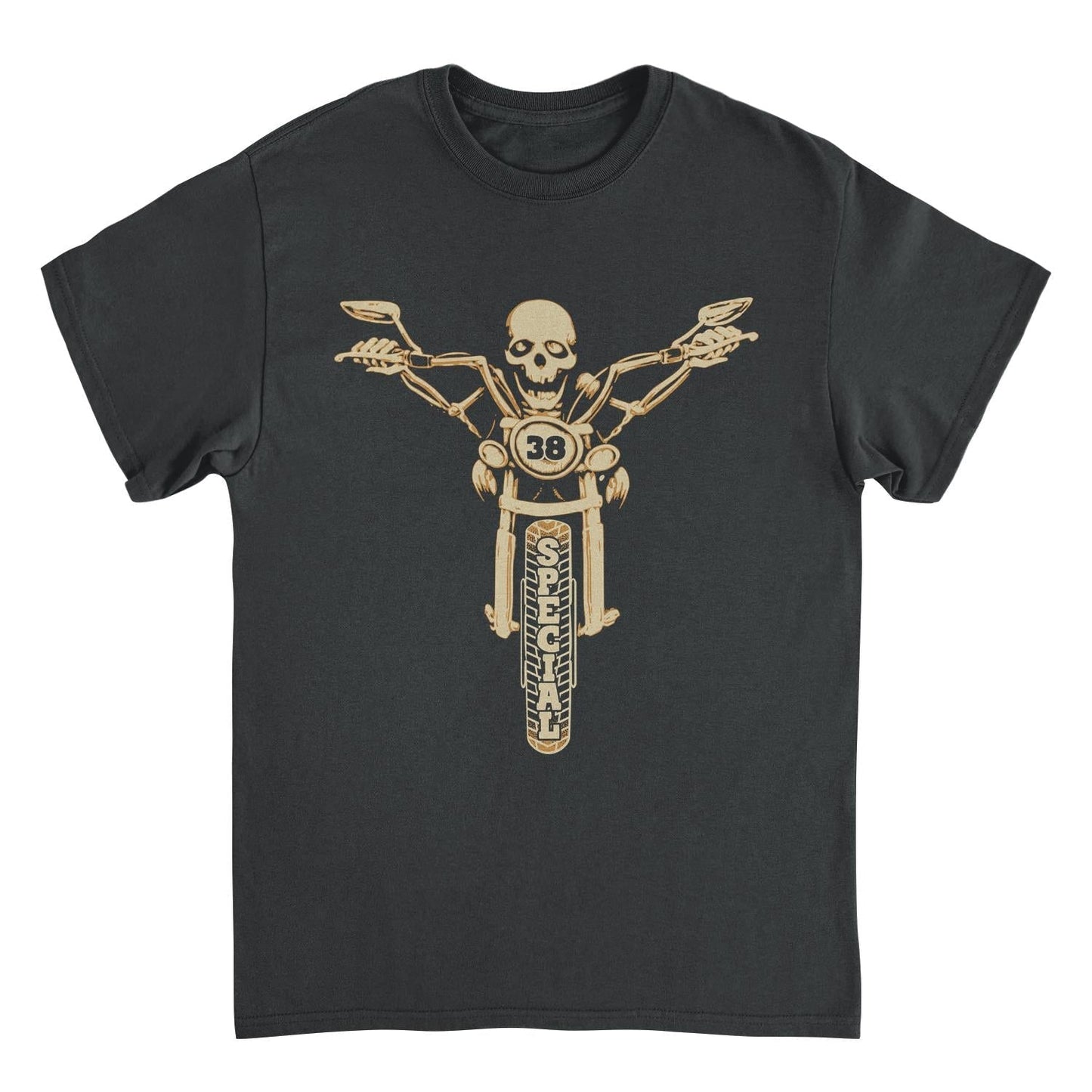 38 Special Skeleton on Bike Mens T Shirt Black