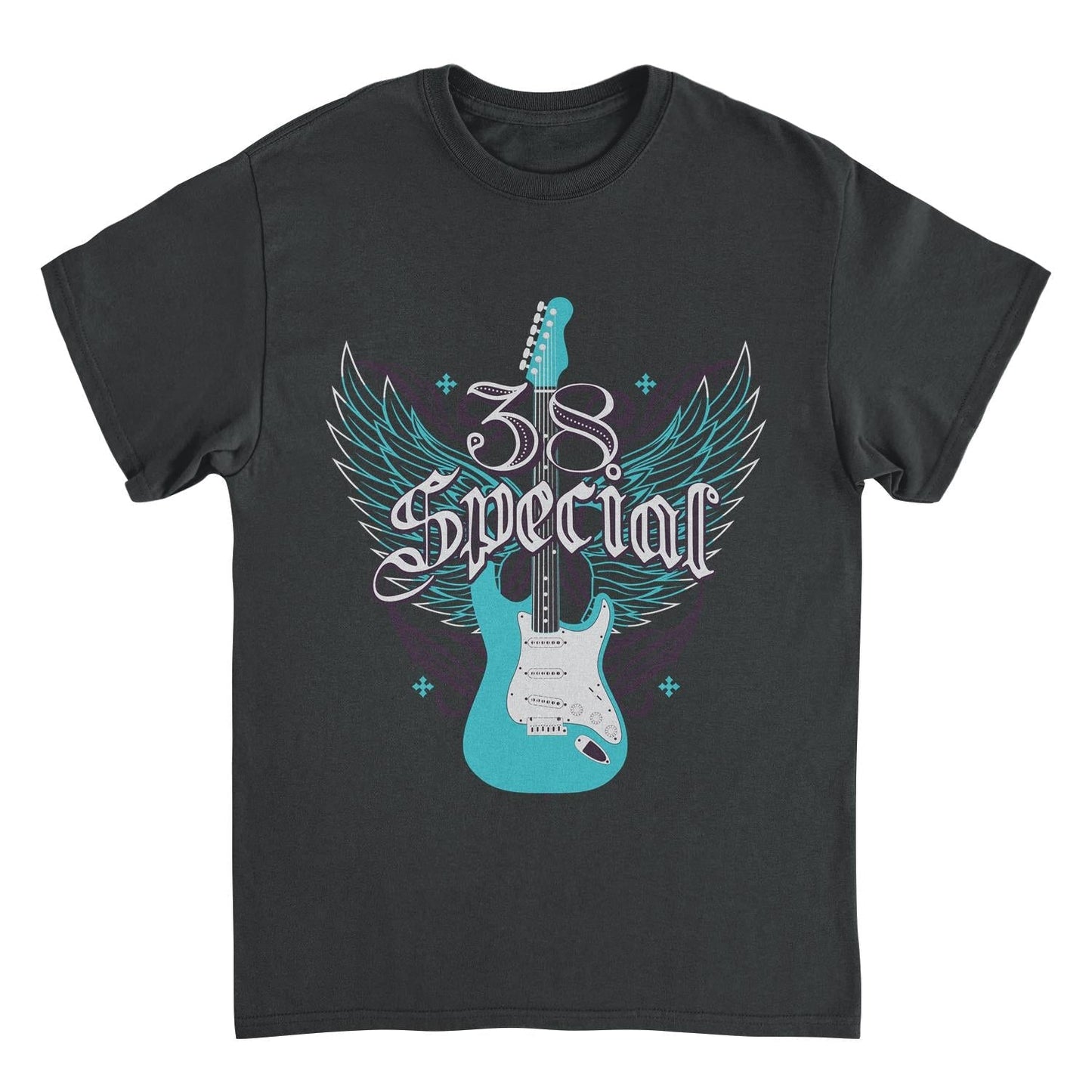 38 Special Teal Winged Guitar Mens T Shirt Black