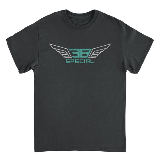 38 Special Wings White and Teal Mens T Shirt Black Officially Licensed