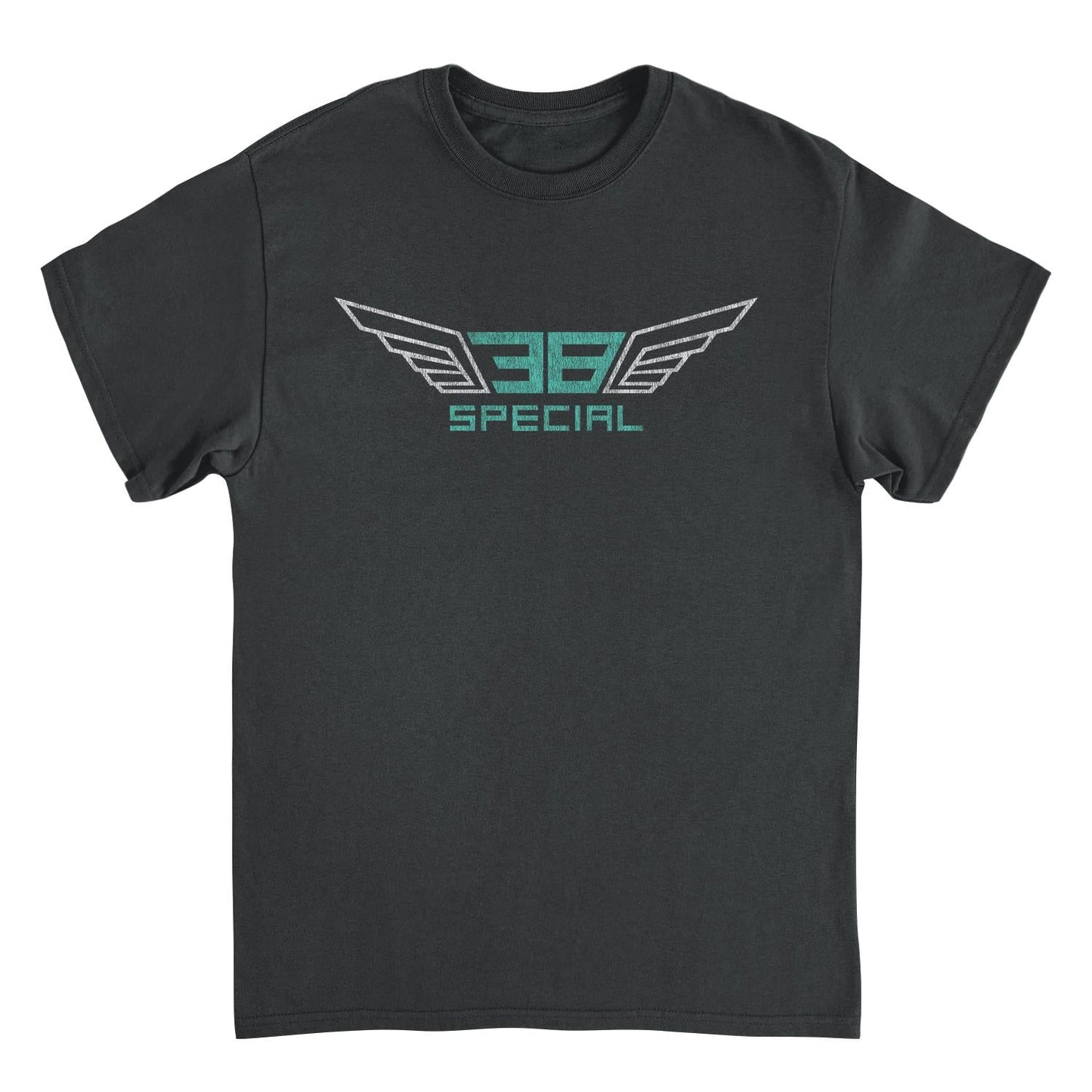 38 Special Wings White and Teal Mens T Shirt Black