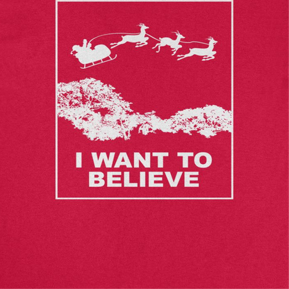 I Want to Believe Mens Christmas T-Shirt Red Officially Licensed