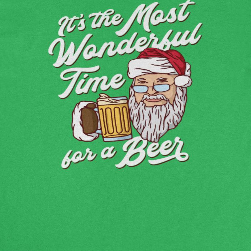 It's The Most Wonderful Time for a Beer Mens Christmas T-Shirt Green Officially Licensed