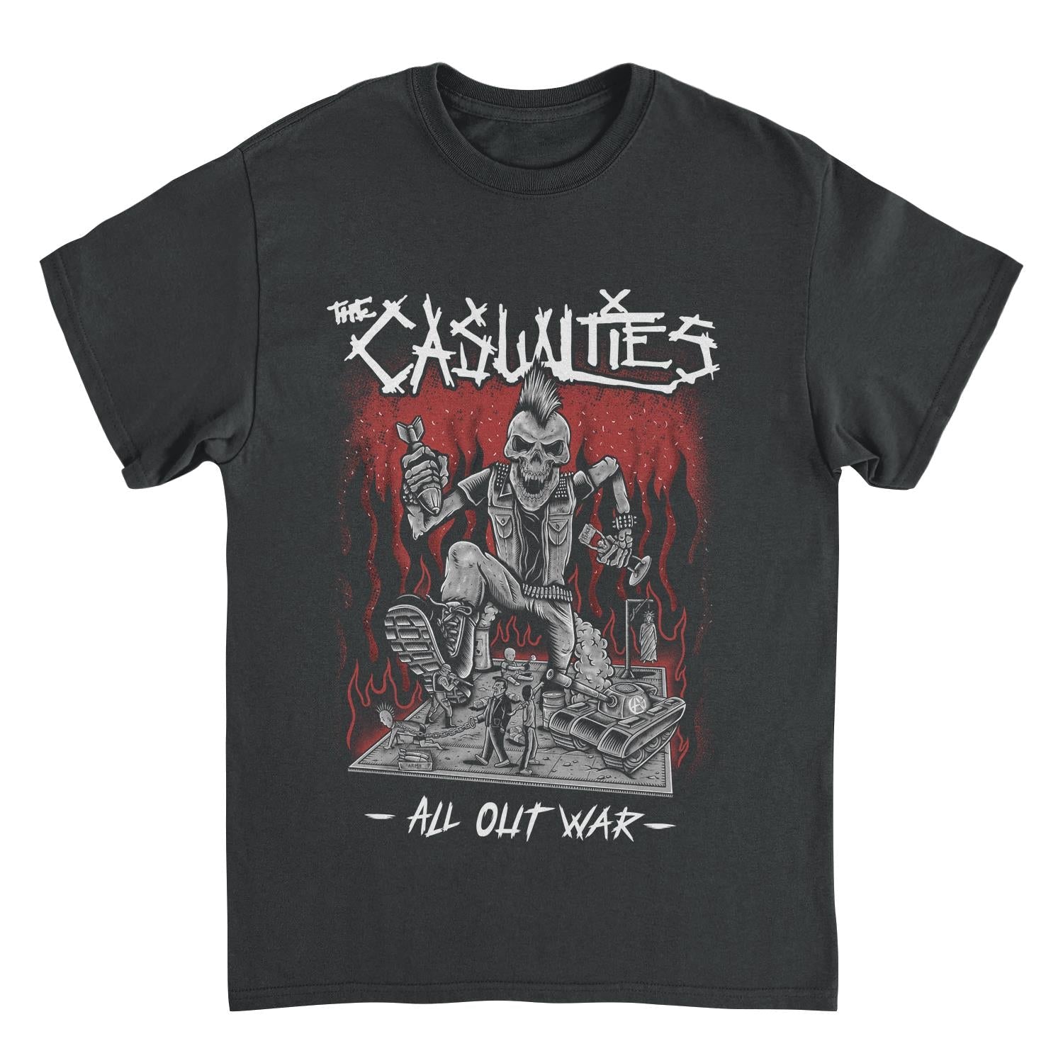 The Casualties All Out War Front Mens T Shirt Black Officially Licensed