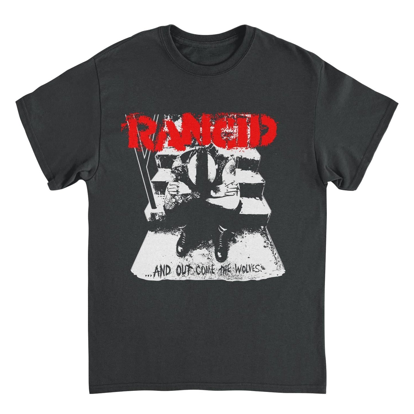 Rancid And Out Come the Wolves Artwork White Mens T Shirt Black Officially Licensed