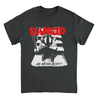 Rancid And Out Come the Wolves Artwork White Mens T Shirt Black Officially Licensed