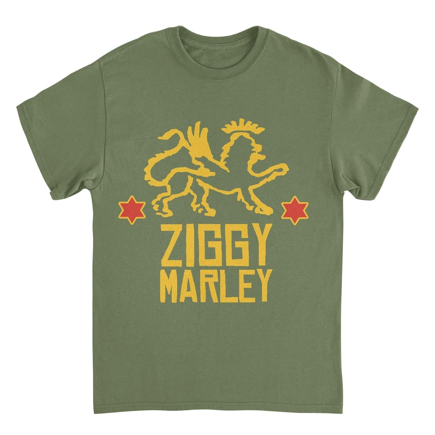 Ziggy Marley Red Star Lion Mens T Shirt Military Green Officially Licensed