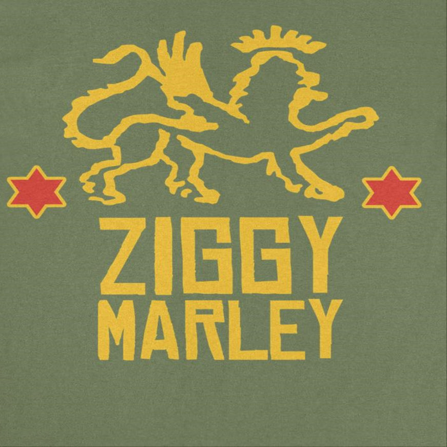 Ziggy Marley Red Star Lion Mens T Shirt Military Green Officially Licensed
