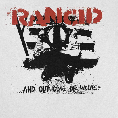 Rancid And Out Come the Wolves Artwork Black Mens T Shirt White Officially Licensed