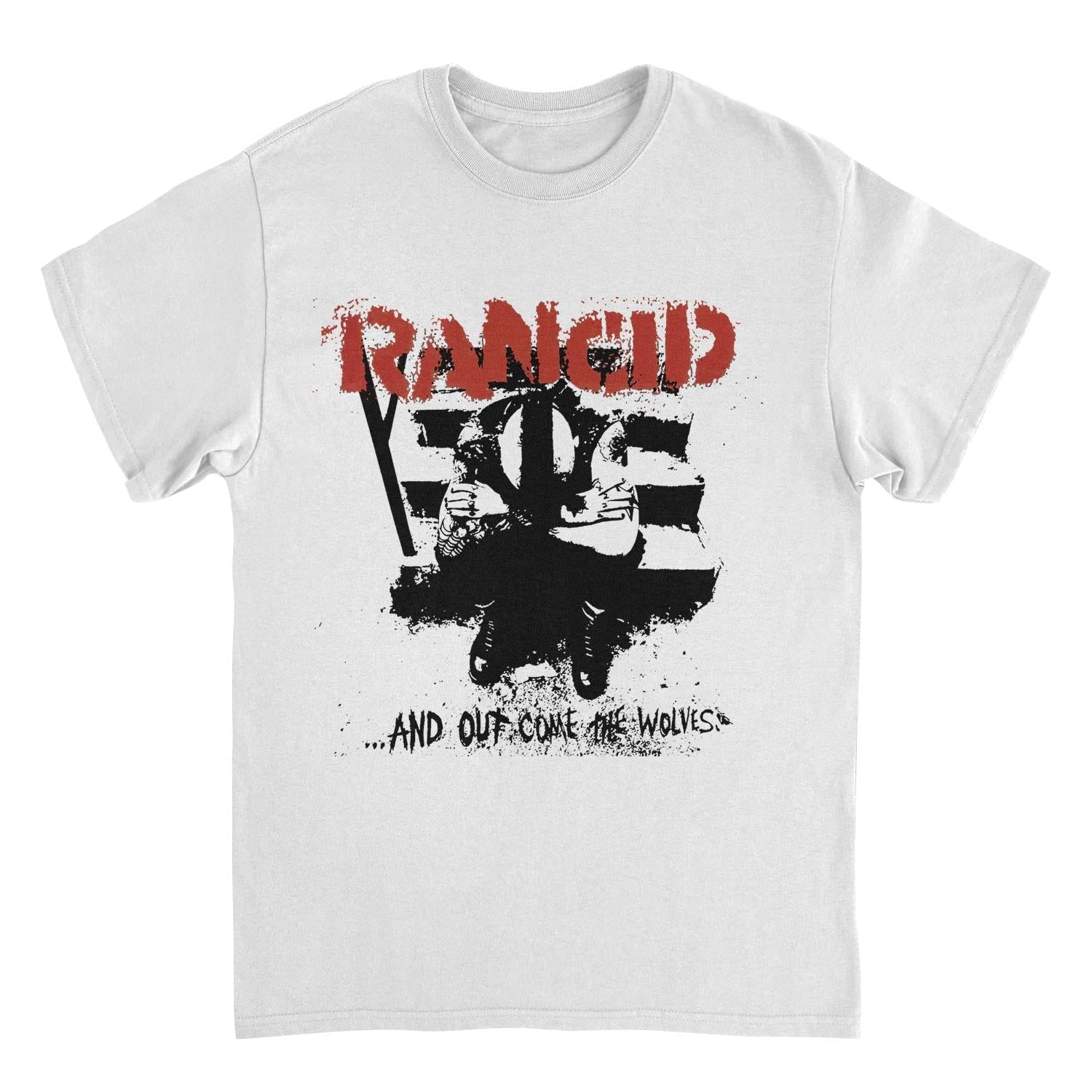 Rancid And Out Come the Wolves Artwork Black Mens T Shirt White Officially Licensed
