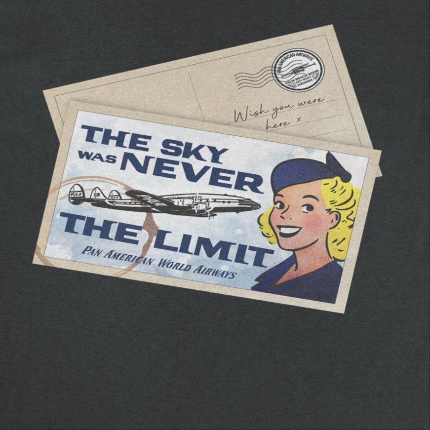 Pan Am the Sky Was Never the Limit Mens T Shirt Black Officially Licensed