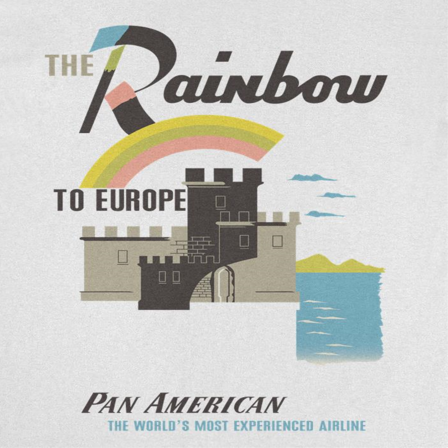 Pan Am the Rainbow to Europe Mens T Shirt White Officially Licensed