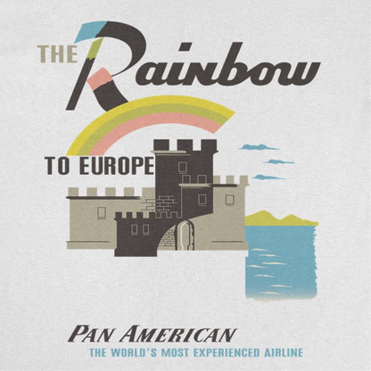 Pan Am the Rainbow to Europe Mens T Shirt White Officially Licensed