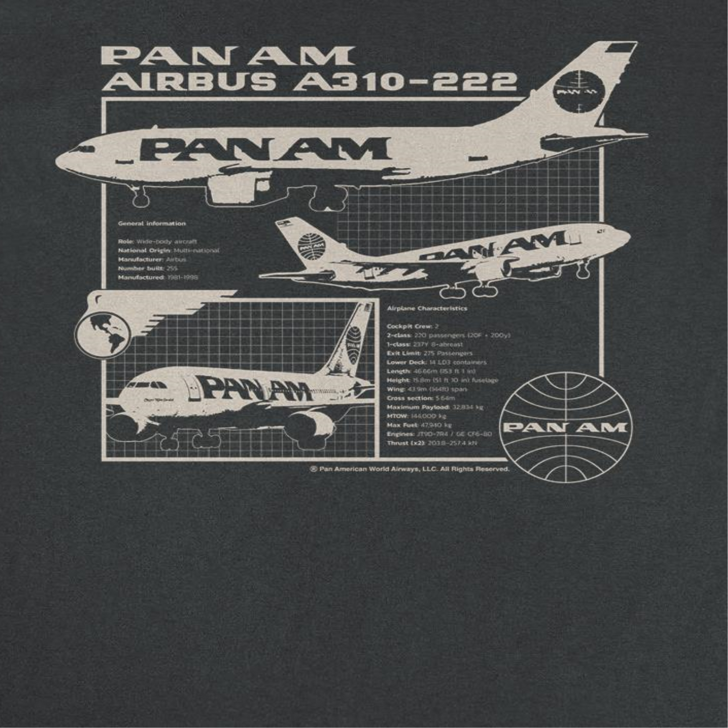 Pan Am Plane General Information Mens T Shirt Black Officially Licensed