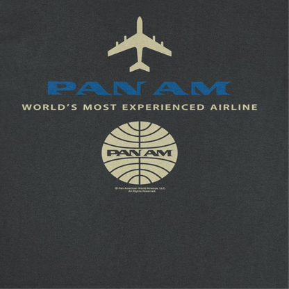 Pan Am Blue Gold Retro Logo Mens T Shirt Black Officially Licensed