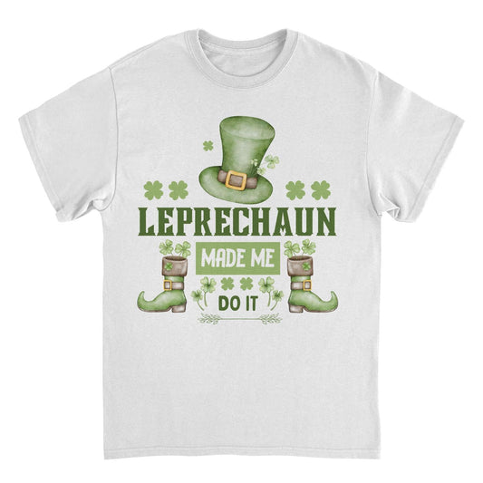 St. Patricks Day Leprechaun Made me do it T-Shirt Officially Licensed
