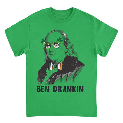 St. Patricks Day Ben Drankin Glasses T-Shirt Officially Licensed