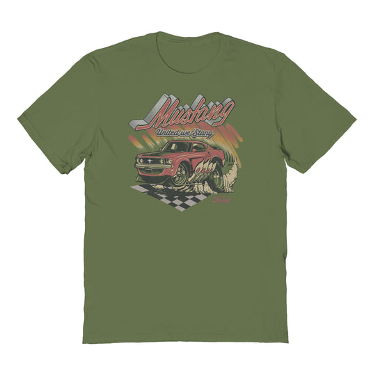 Ford Hot Stang Mens T Shirt Military Green