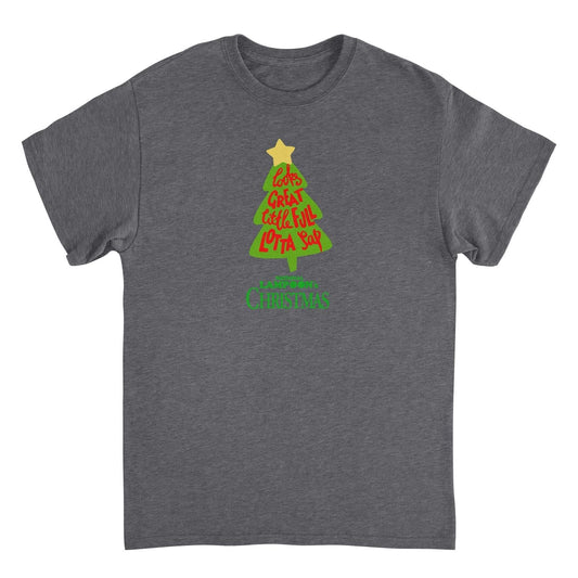National Lampoon's Christmas Vacation Looks Great Christmas Tree Mens T Shirt Dark Heather Grey Officially Licensed