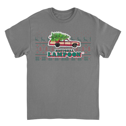 National Lampoon's Christmas Vacation Ugly Sweater 2 Mens T Shirt Charcoal Officially Licensed
