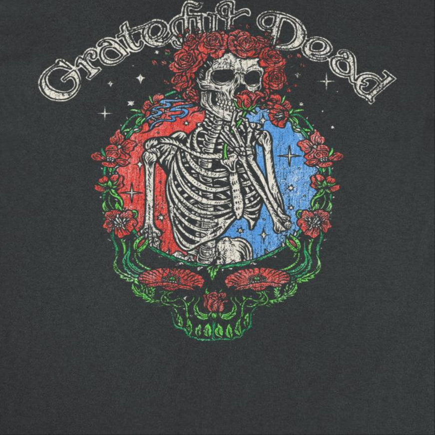 Grateful Dead Floral Stealie Mens T Shirt Black