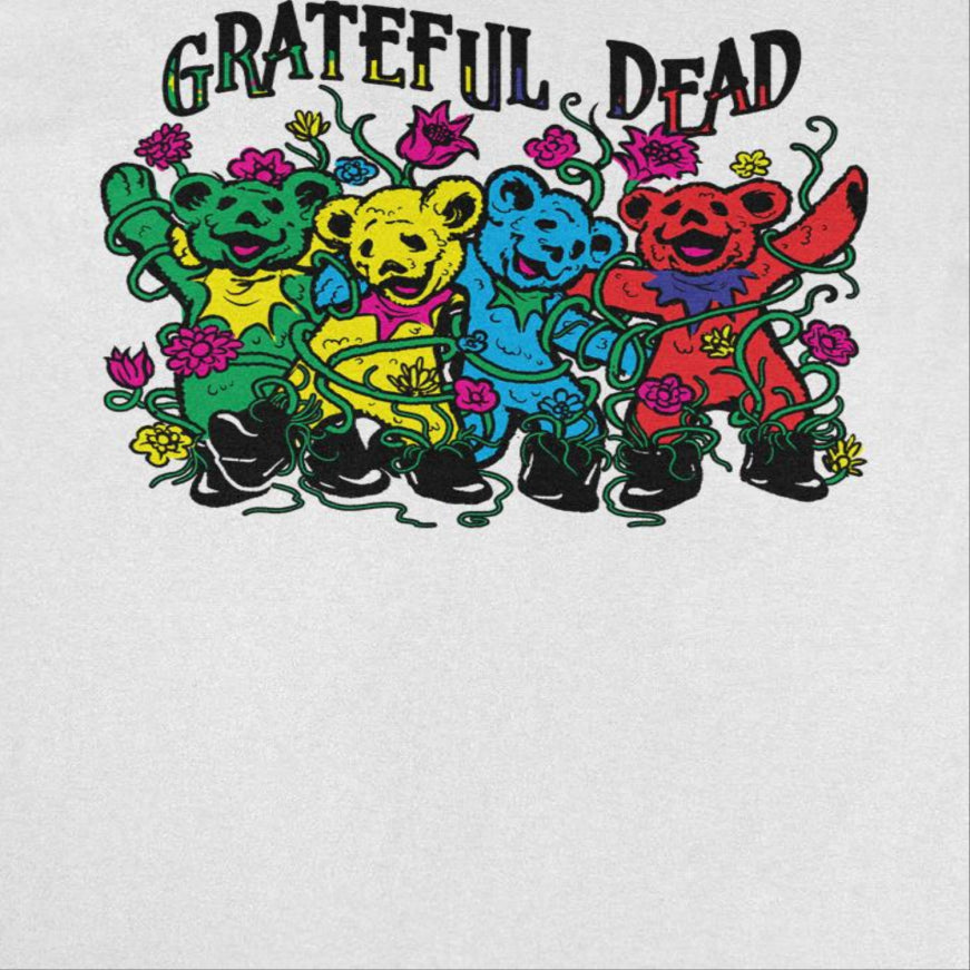 Grateful Dead Garden Boot Bears Mens T Shirt White