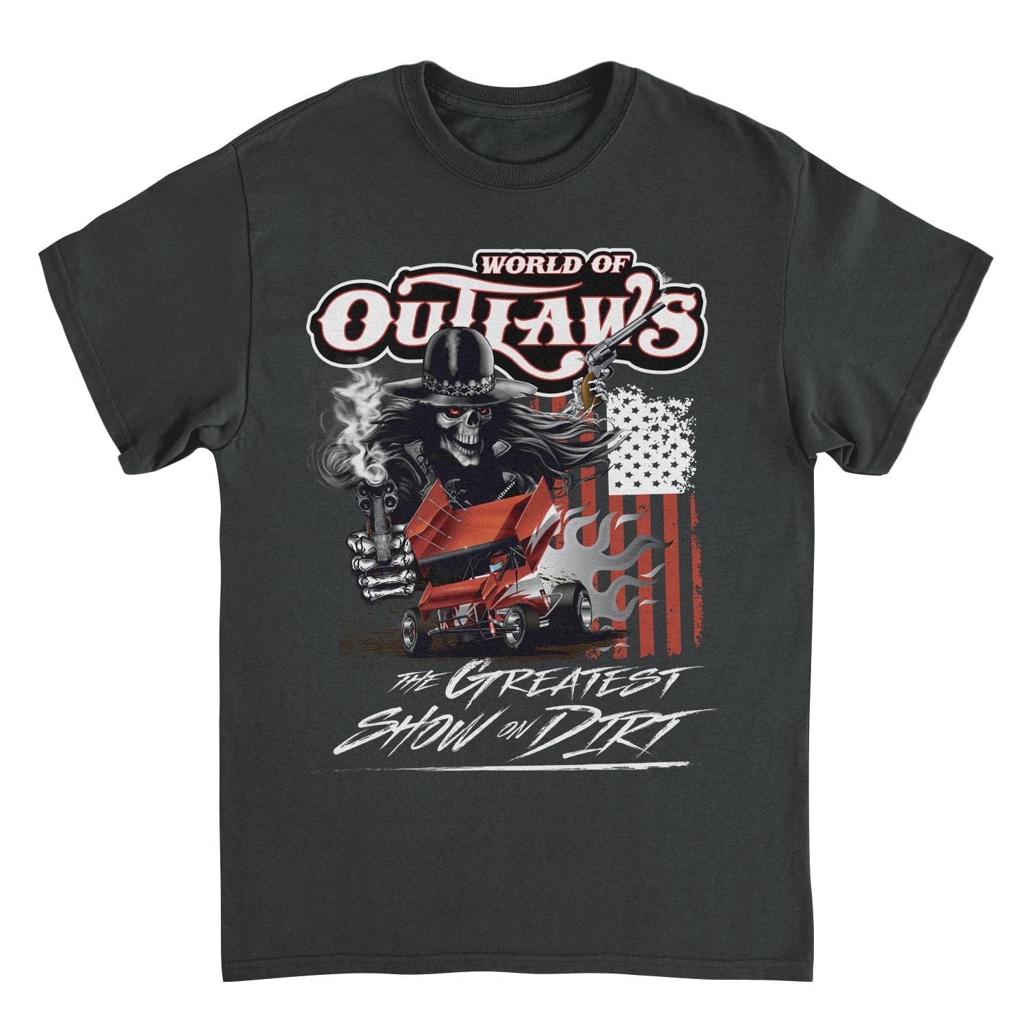 World of Outlaws Gunner Skull Mens T Shirt Black Officially Licensed