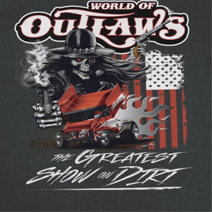 World of Outlaws Gunner Skull Mens T Shirt Black Officially Licensed
