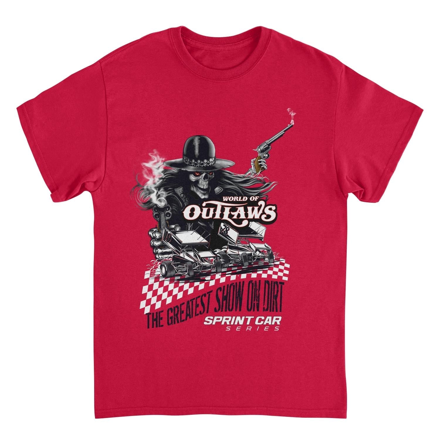 World of Outlaws The Greates Show On Dirt Mens T Shirt Red Officially Licensed