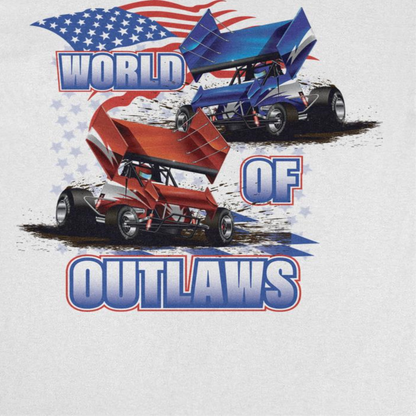 World of Outlaws American Flag Mens T Shirt White Officially Licensed