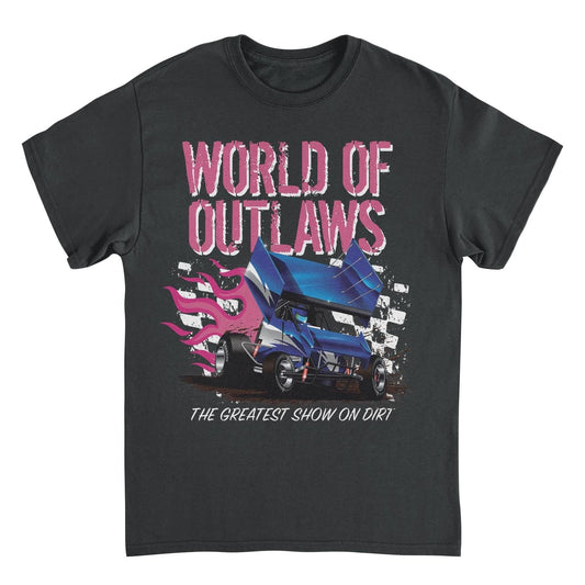 World of Outlaws Grunge Logo Mens T Shirt Black Officially Licensed