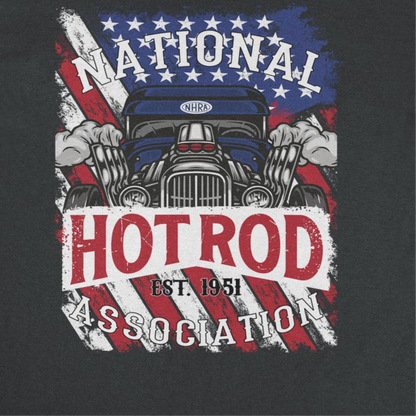 NHRA National Hot Rod American Flag Mens T Shirt Black Officially Licensed