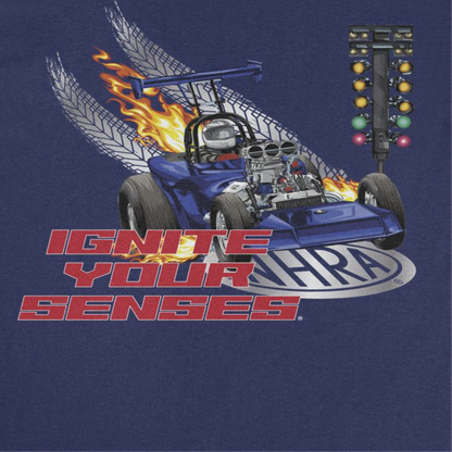 NHRA Ignite Your Senses Mens T Shirt Navy Blue Officially Licensed