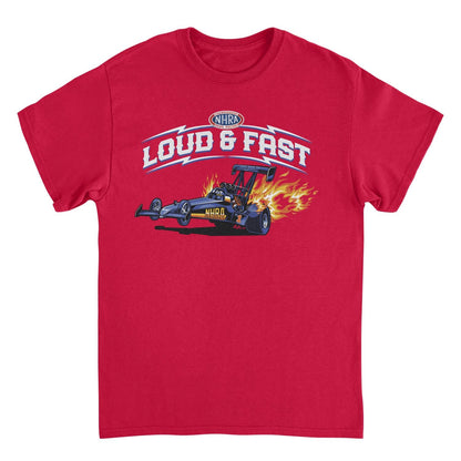 NHRA Loud and Fast Mens T Shirt Red Officially Licensed