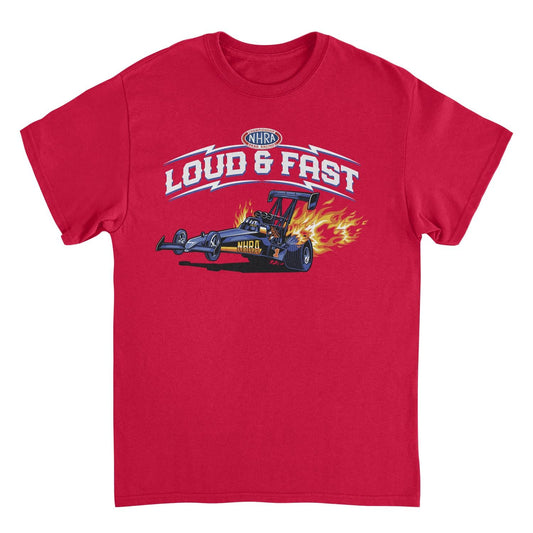 NHRA Loud and Fast Mens T Shirt Red Officially Licensed