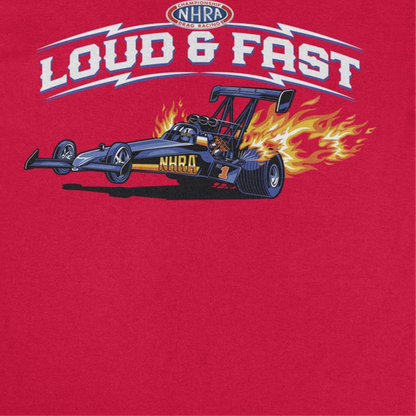 NHRA Loud and Fast Mens T Shirt Red Officially Licensed