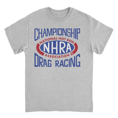 NHRA National Hot Rod Association Drag Racing Red Blue Logo Mens T Shirt Sport Grey Officially Licensed