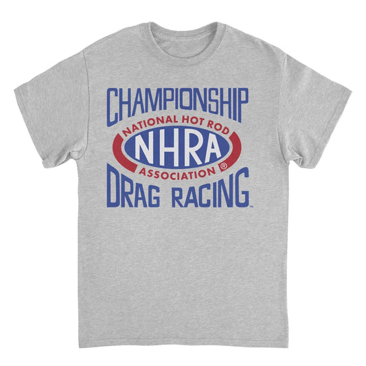 NHRA National Hot Rod Association Drag Racing Red Blue Logo Mens T Shirt Sport Grey Officially Licensed