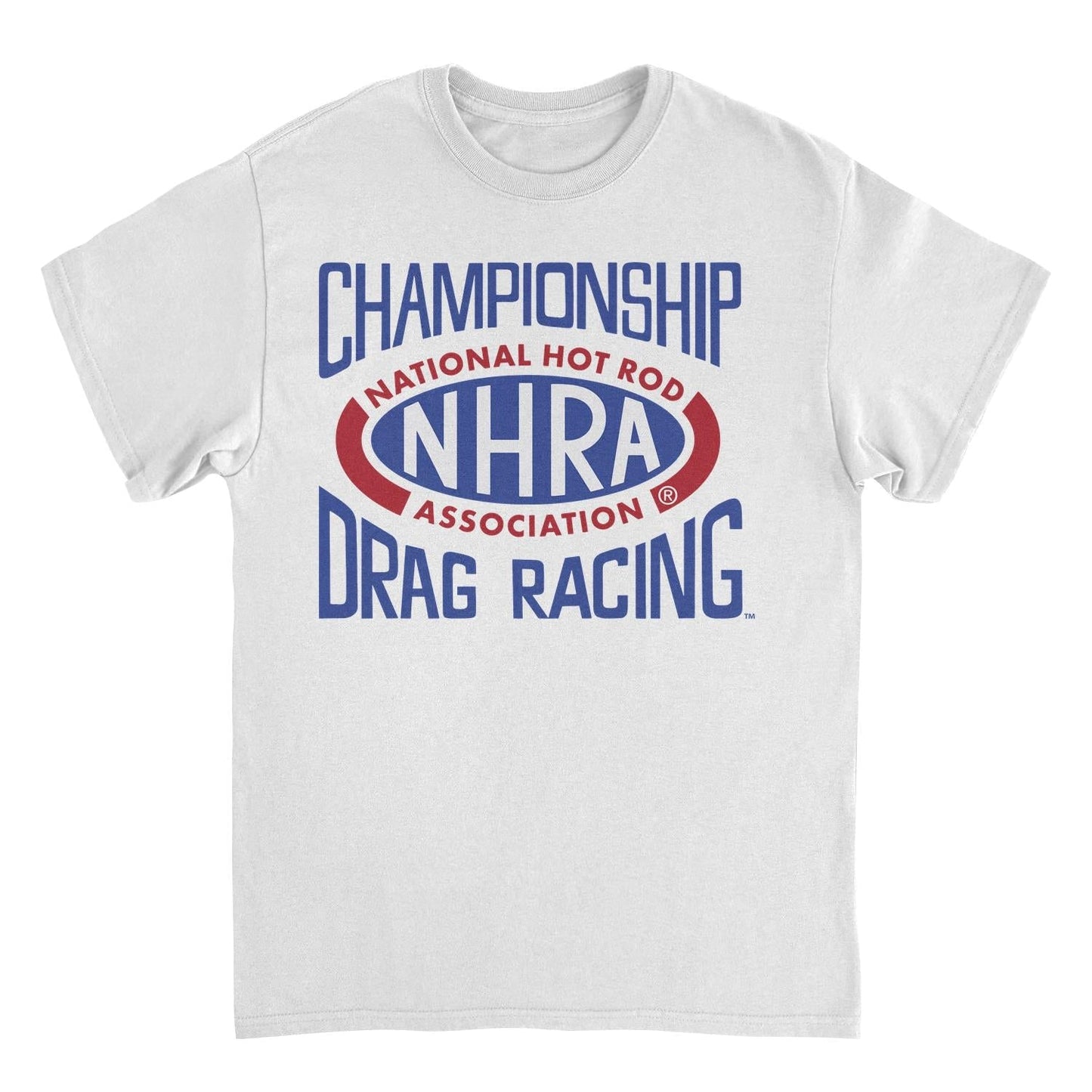NHRA National Hot Rod Association Drag Racing Red Blue Logo Mens T Shirt White Officially Licensed